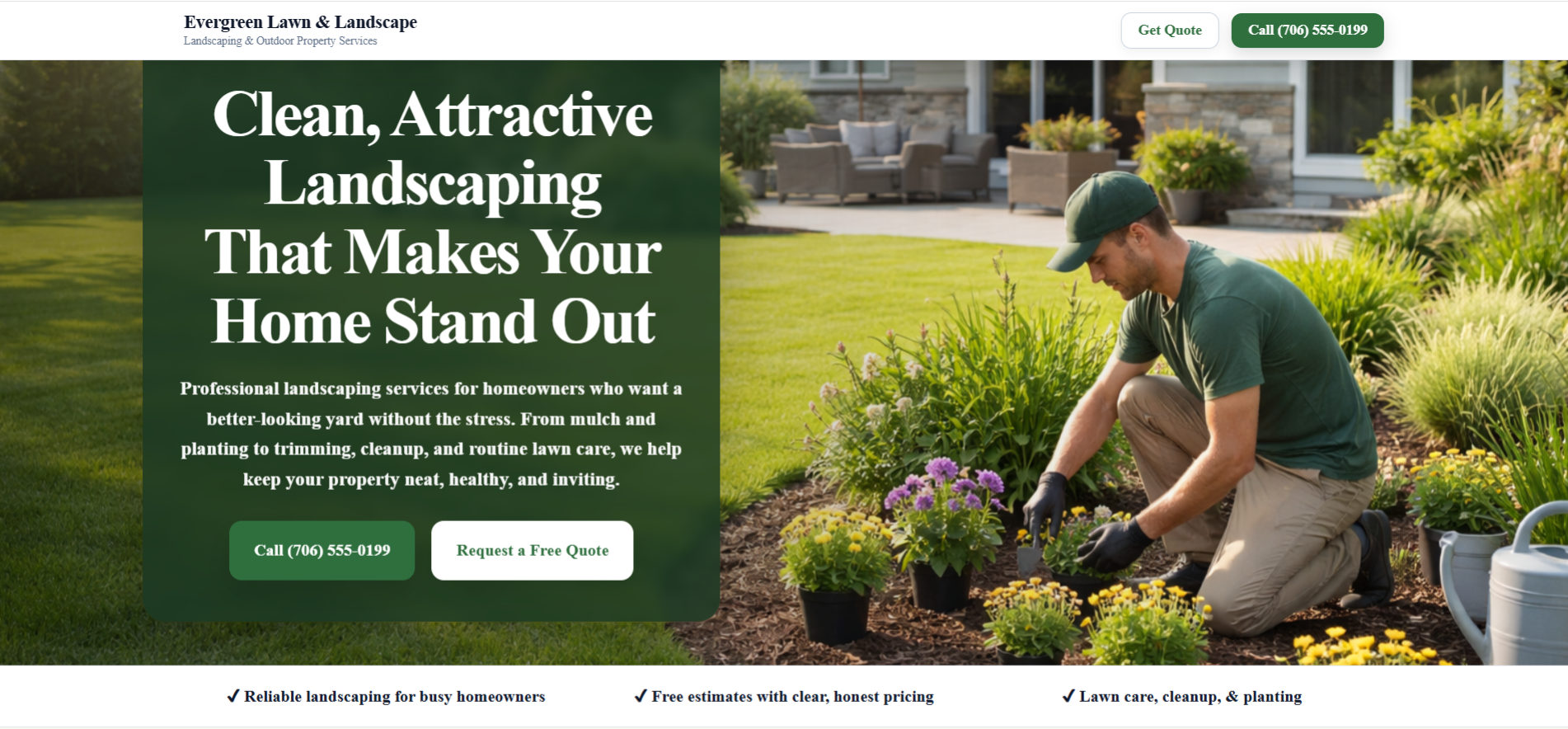 Landscaping website desktop demo preview