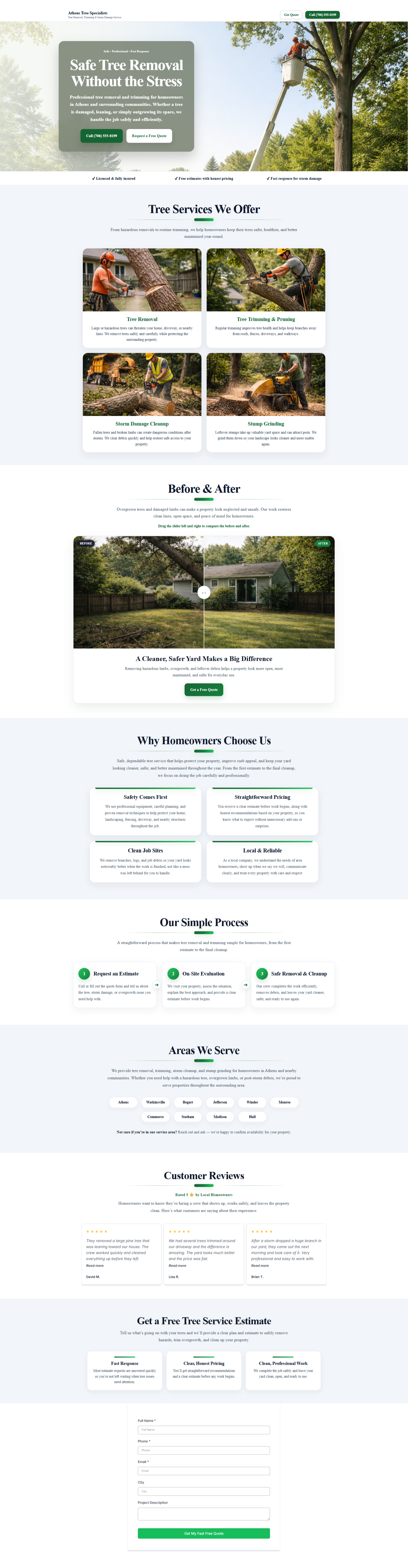 Full tree service website desktop screenshot