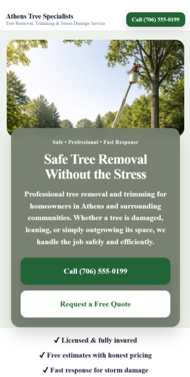 Tree service website mobile demo preview