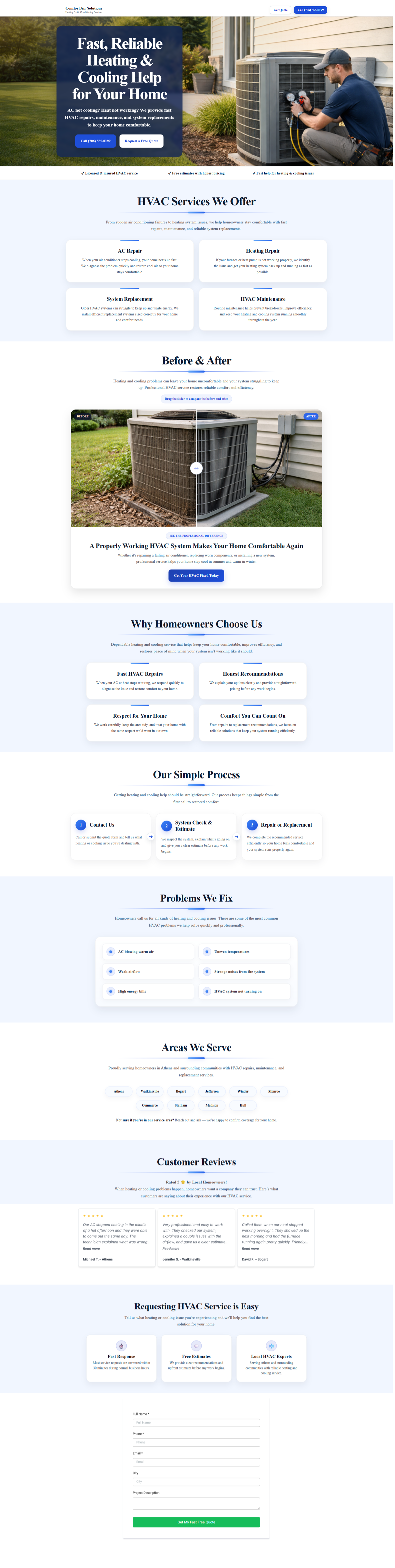 Full HVAC website desktop screenshot