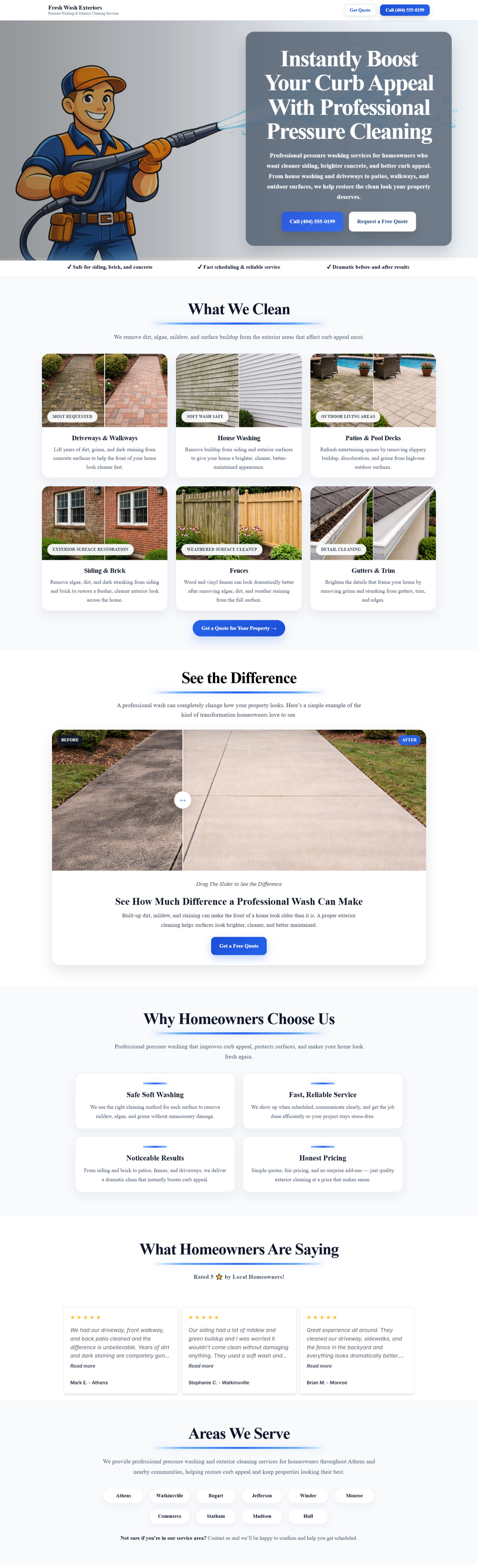 Full pressure washing website desktop screenshot