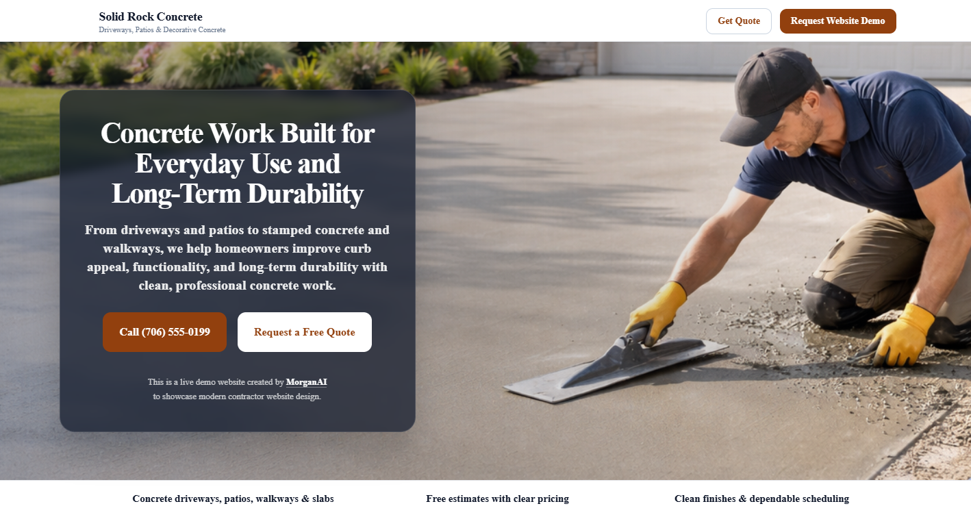 Concrete contractor website demo