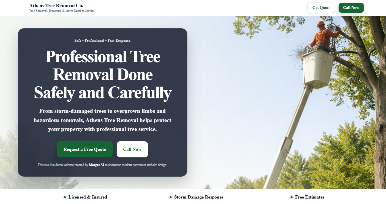Tree service website demo by MorganAI