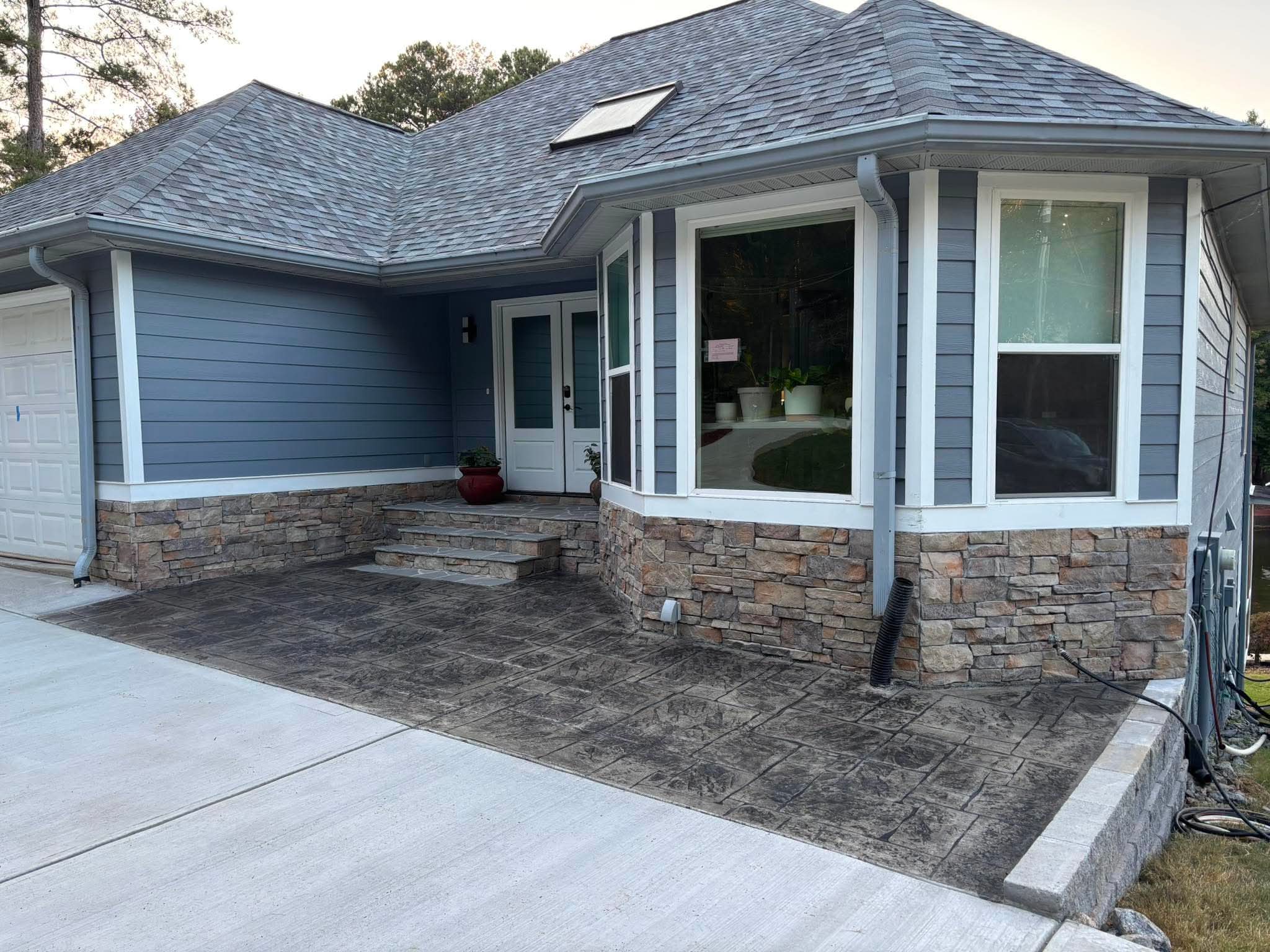 Stamped concrete patio surface