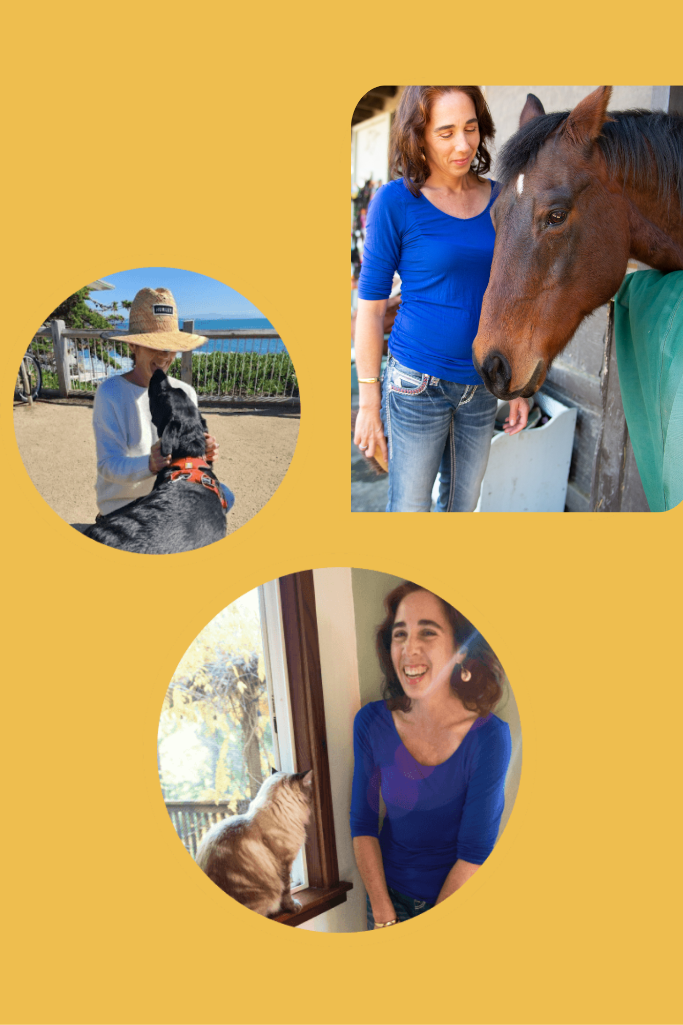 Monica providing grounded connection, care and joy to her animal clients