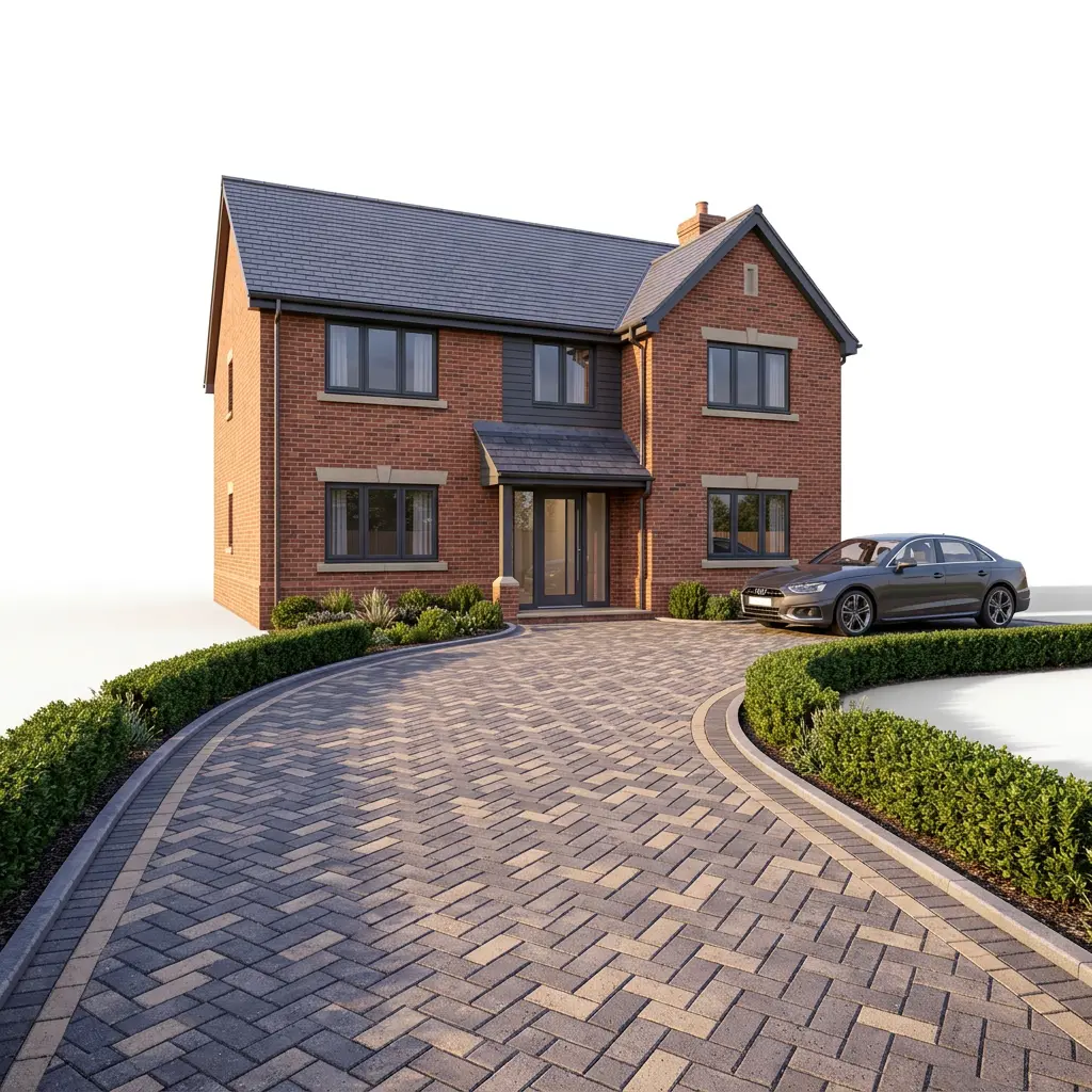 Premium block-paving driveway installed by Pulse Landscaping in Wakefield