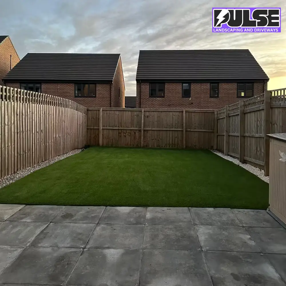 Artificial grass installed in a back garden in Wakefield, West Yorkshire