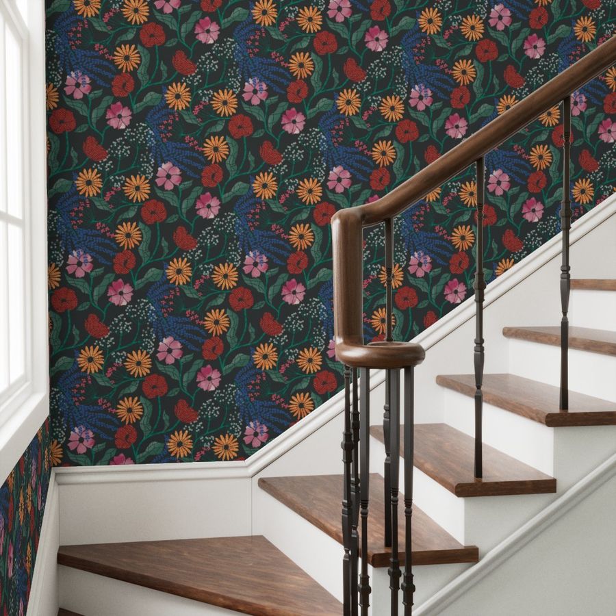 Wallpaper in Paper Flowers Wildflower Collage Wallpaper in Paper Flowers Wildflower Collage