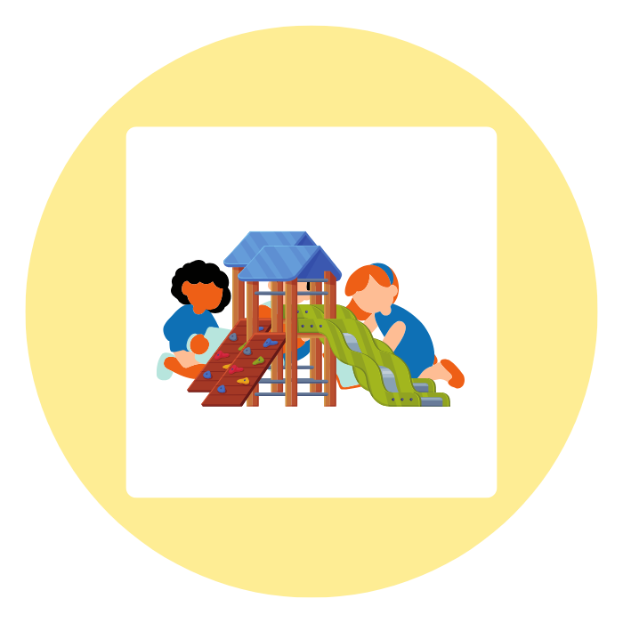 cartoon of kids playing in playground