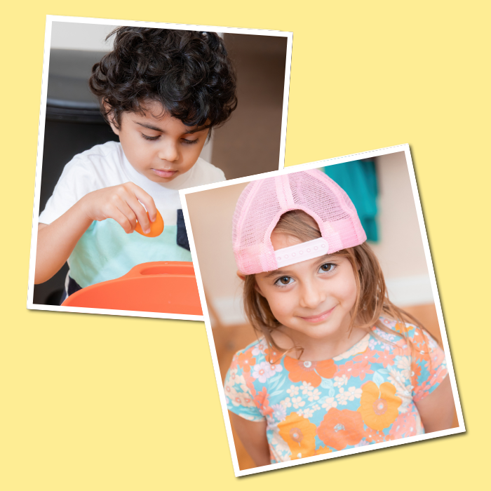 two pictures of infant and toddler children