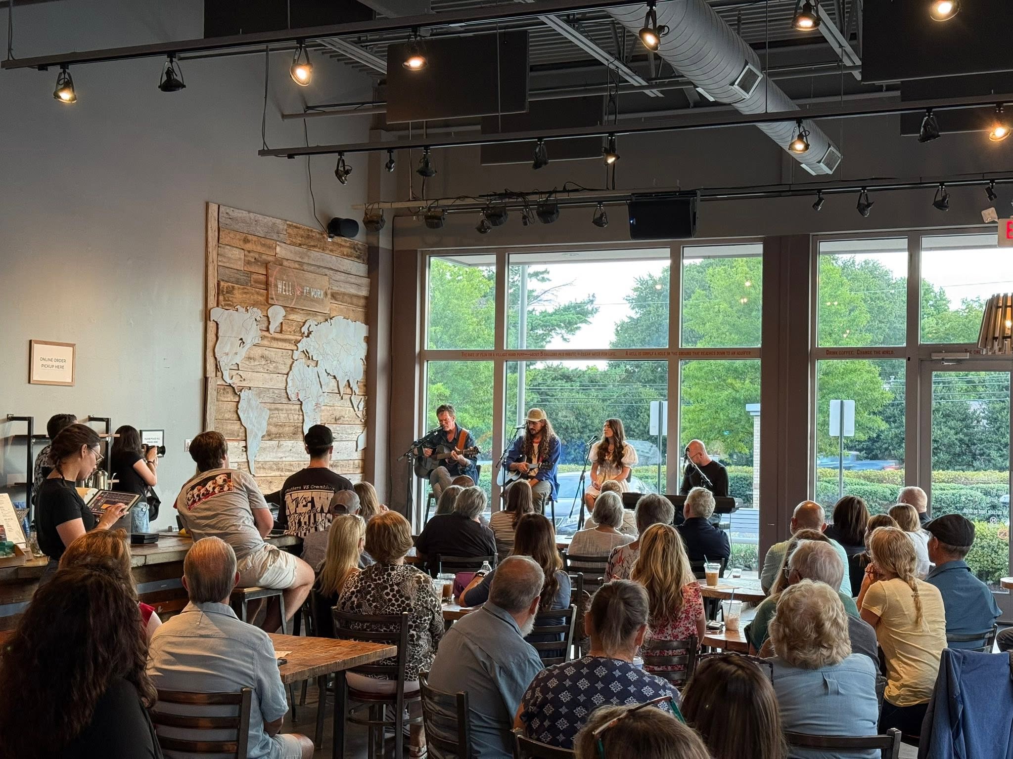 Stories told over coffee as the crowd listens to the Acoustic Storytime recording at The Well Coffee House in Brentwood, TN Stories told over coffee as the crowd listens to the Acoustic Storytime recording at The Well Coffee House in Brentwood, TN