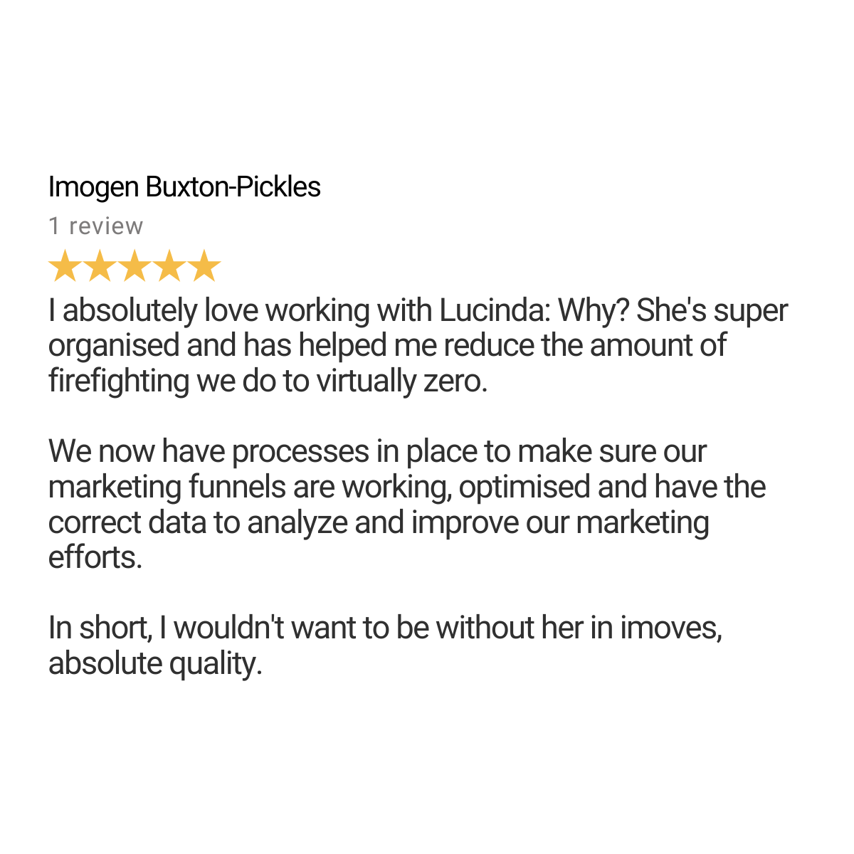 Customer testimonial screenshot