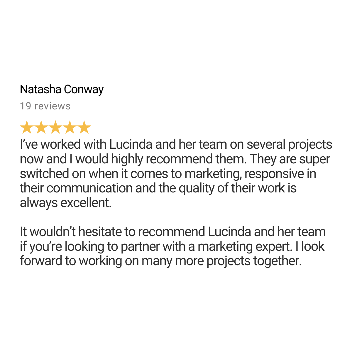 Customer testimonial screenshot