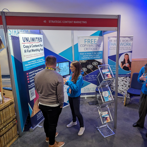 The Strategic Content Marketing stand at an event