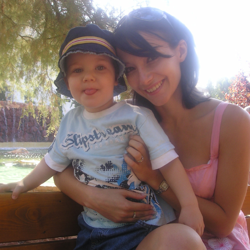 Lucinda Dawes with her son
