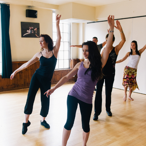Lucinda Dawes teaching a dance fitness class