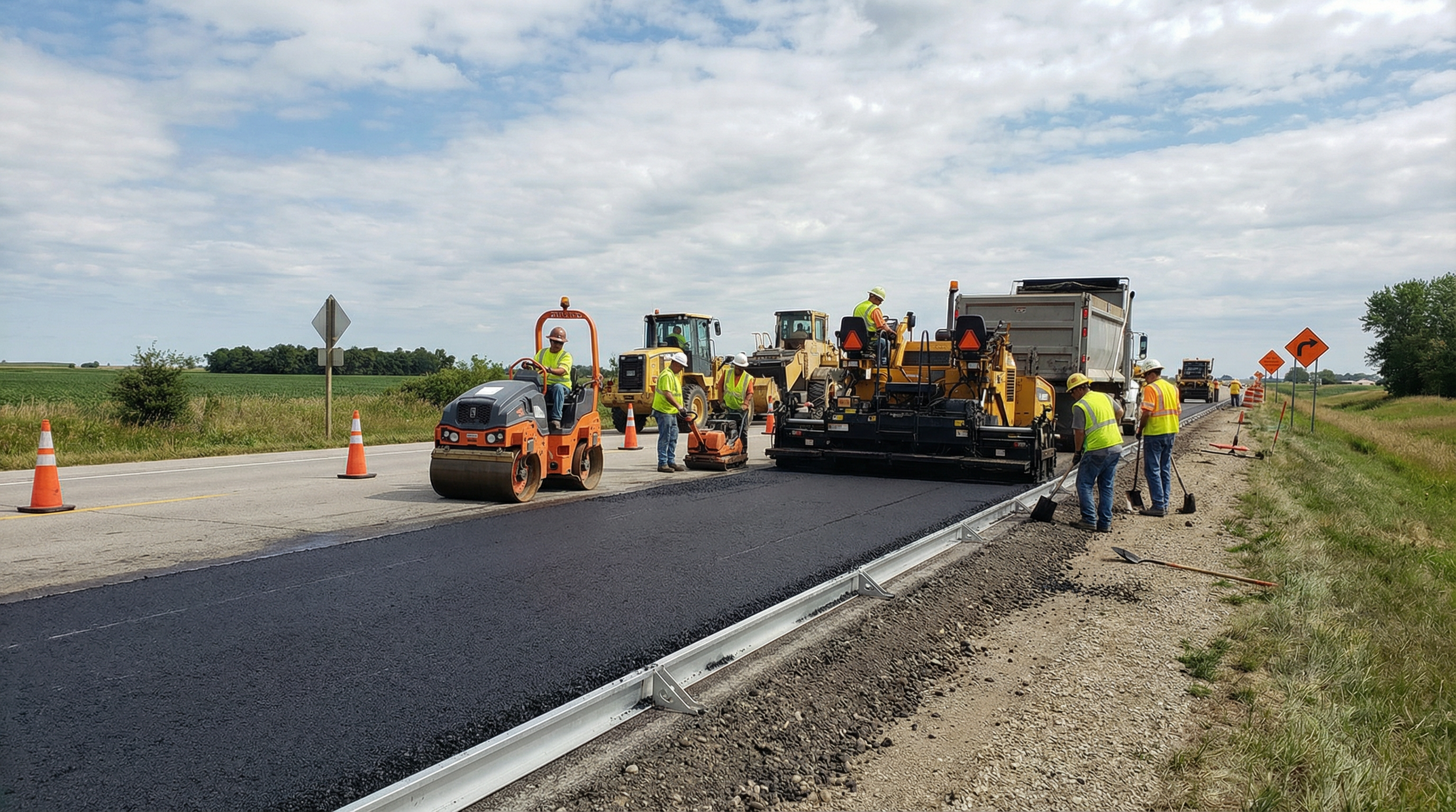 Fresh asphalt edge repair work in progress with proper edge support installation Fresh asphalt edge repair work in progress with proper edge support installation
