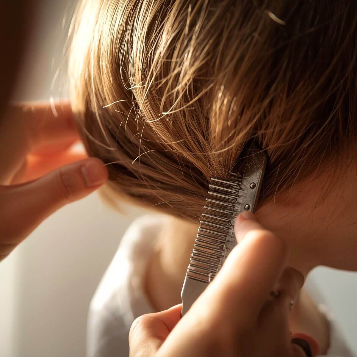Dandruff flakes compared to lice nits to help parents identify the difference