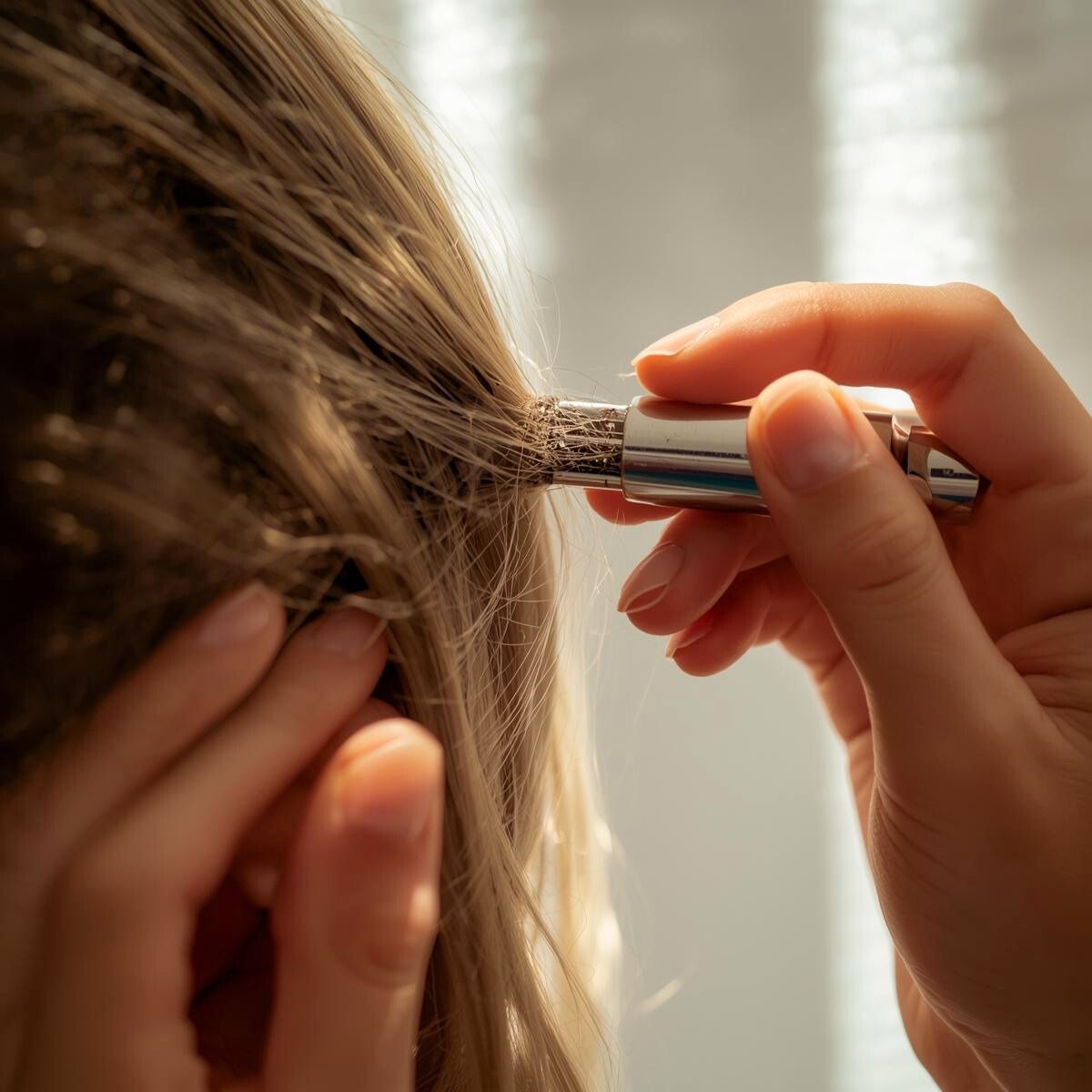 Red rash and irritation behind the ears caused by lice bites
