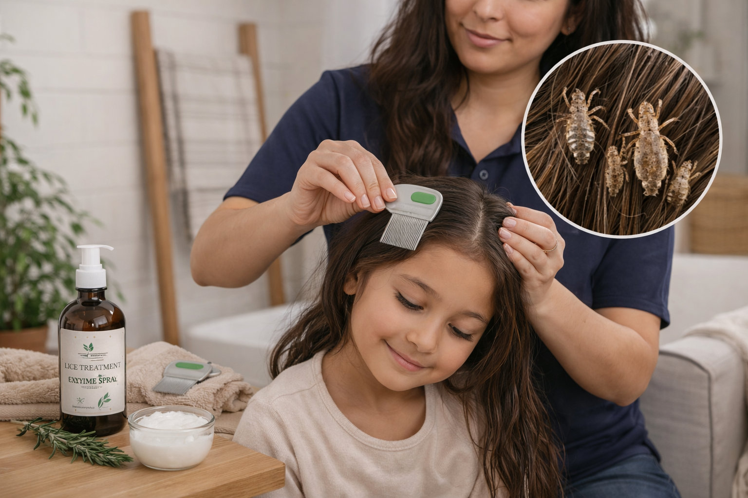 Combing for lice with natural treatment