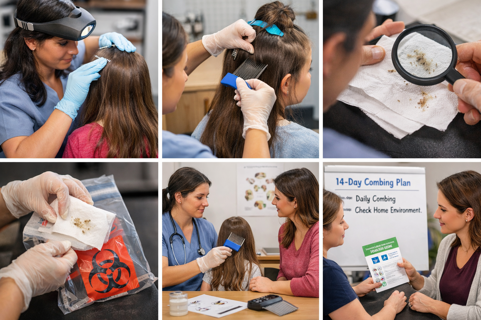 Lice removal and care process steps Lice removal and care process steps