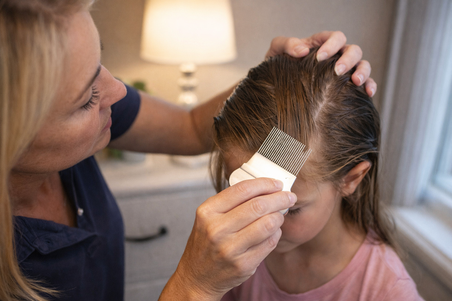 Lice check on damp hair
