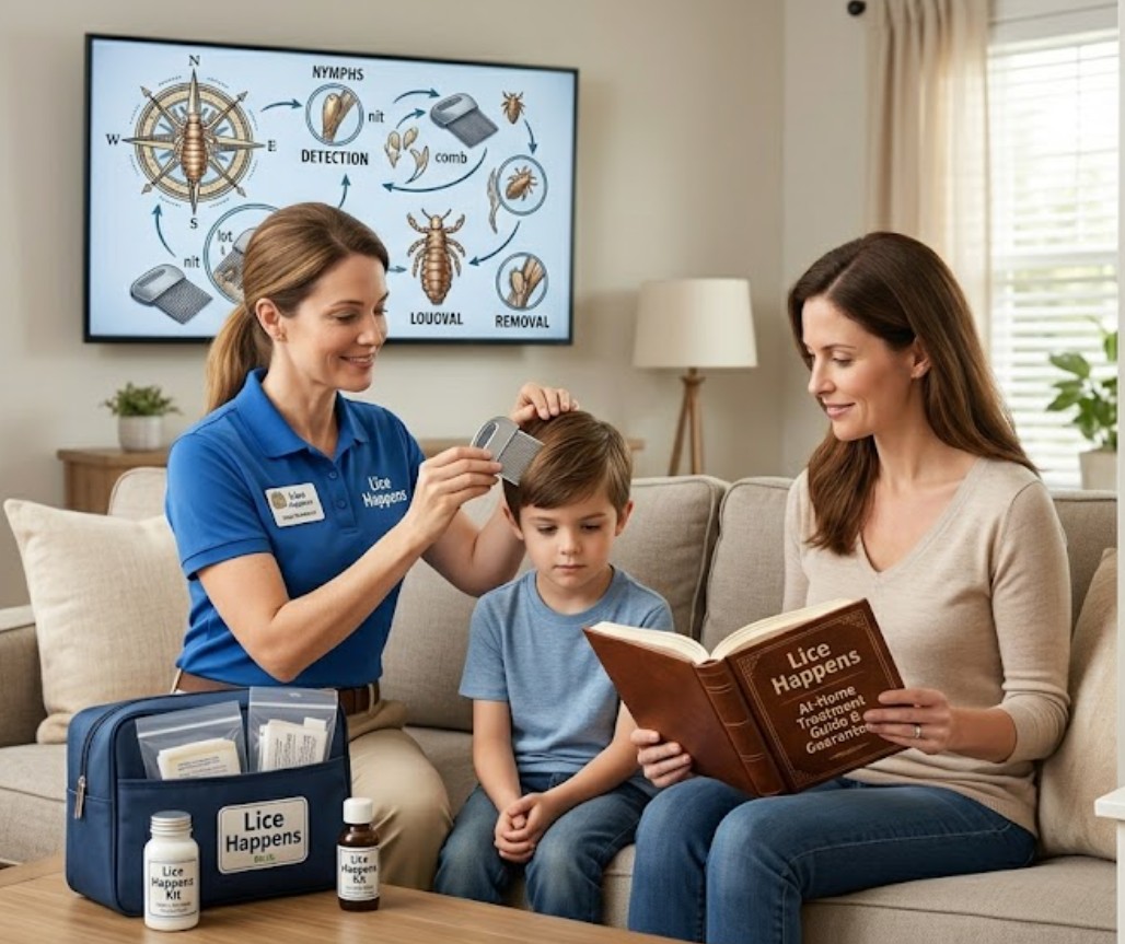 Lice Happens GA operates entirely in-home. Technicians come directly to the family