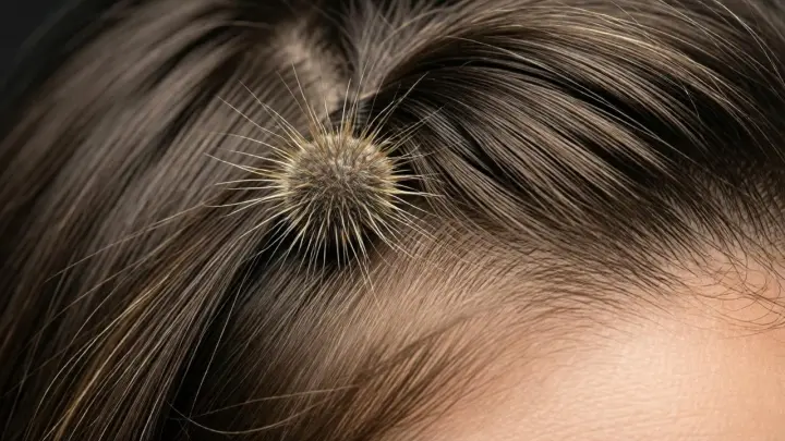Head lice nits attached close to the scalp before professional removal Head lice nits attached close to the scalp before professional removal