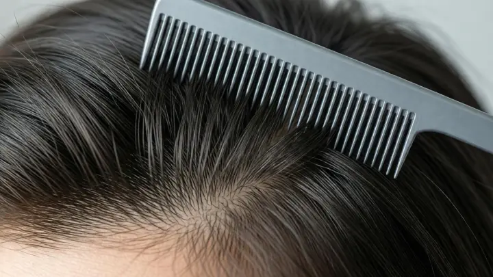 Close-up of a nit comb inspecting hair for head lice and nits Close-up of a nit comb inspecting hair for head lice and nits