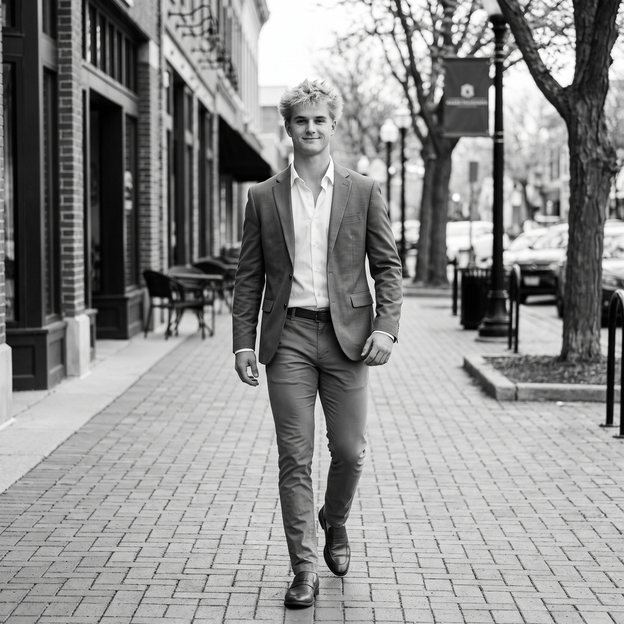 Taggan Johnson-Brower walking downtown
