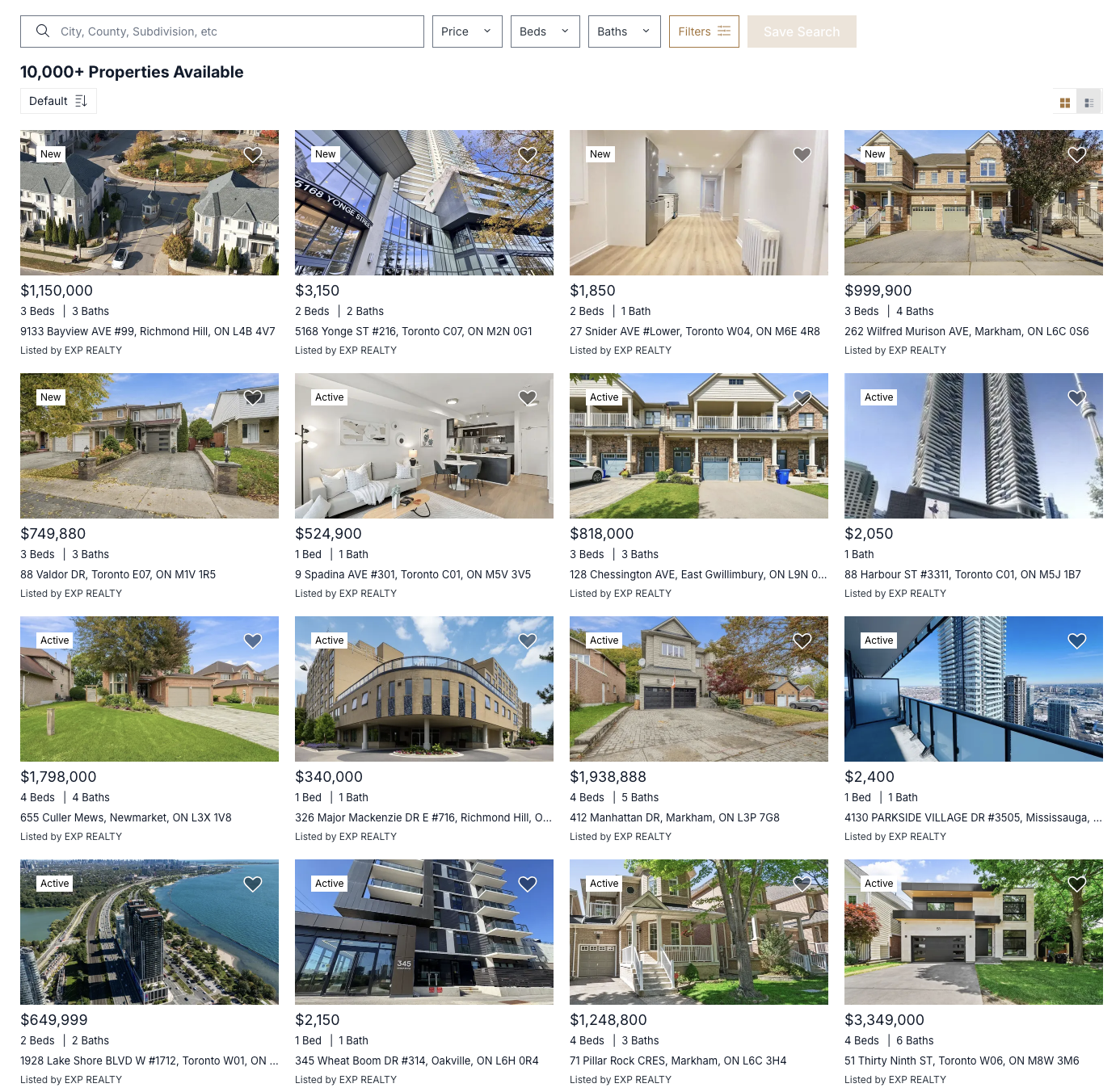 Homepage property search
