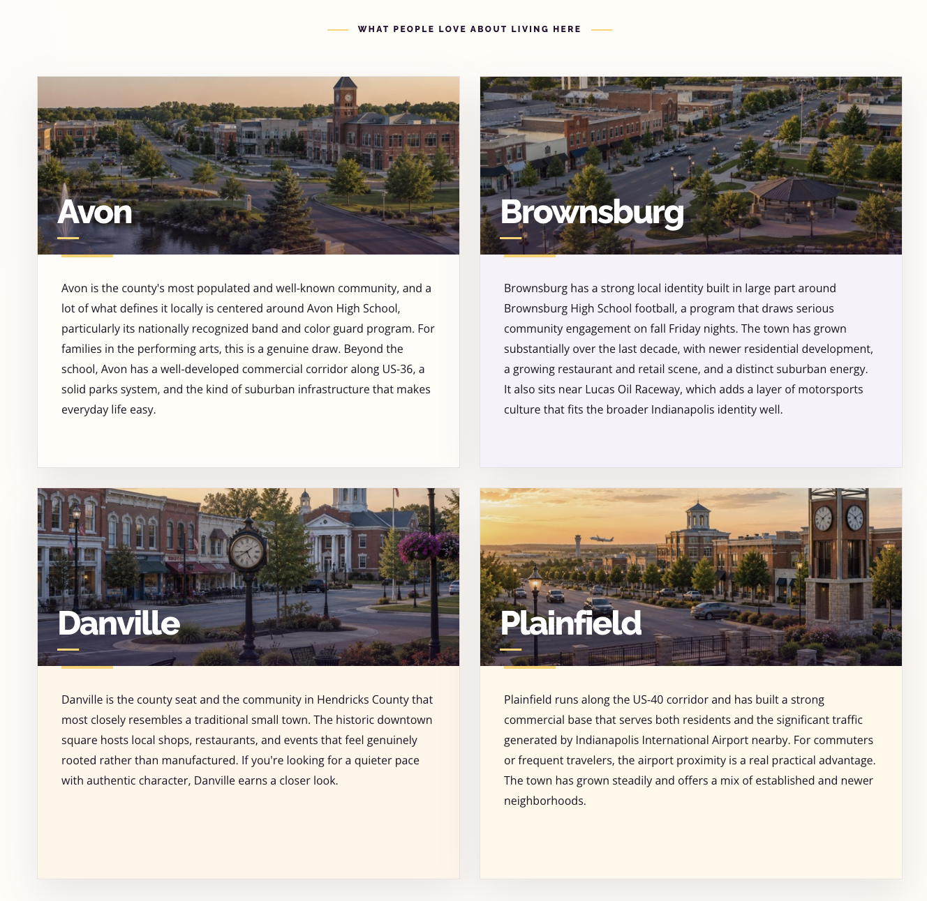 Neighborhood towns and places to live