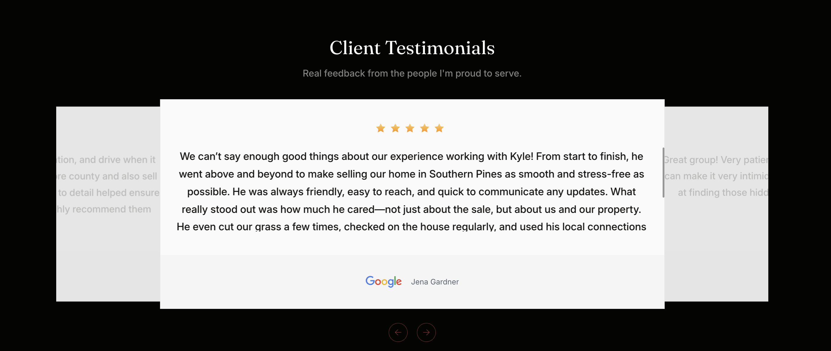 Complete client reviews page