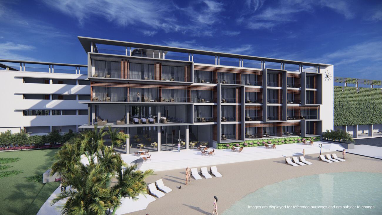 Fachada de las residencias Oceana frente a la playa