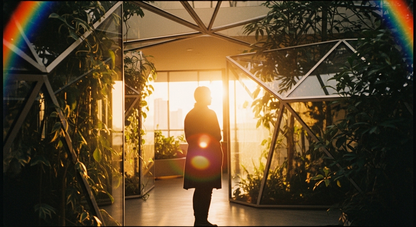 Man standing in modern building discussing passive house energy efficiency design
