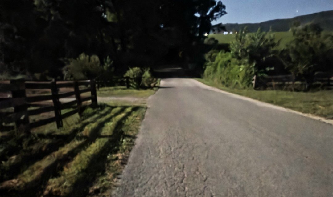 A quiet country road at night
