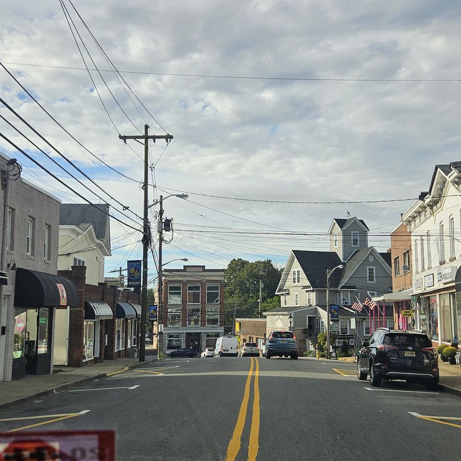 Shops and historic buildings along Main Street in Rockaway Borough, NJ