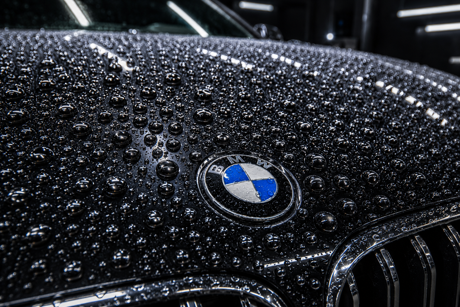 Auto Dude technician machine polishing a gray BMW before ceramic coating