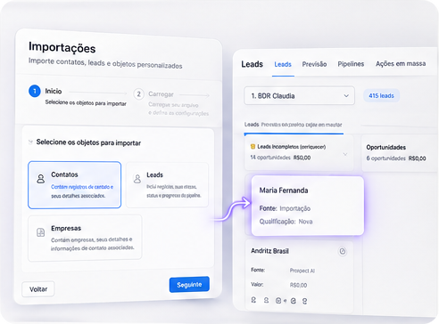 Contato importado virando um card automaticamente no pipeline do Ordus CRM
