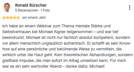 Google-Rezension von Ronald Bürscher