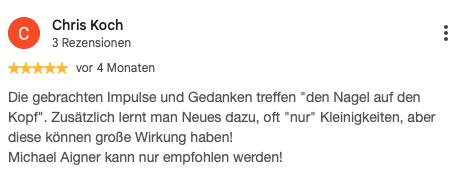 Google-Rezension von Chris Koch