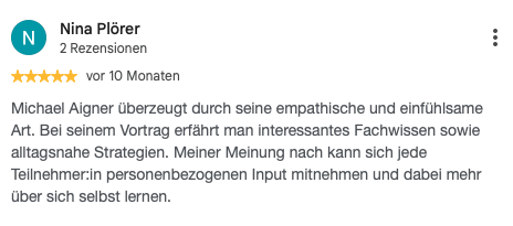 Google-Rezension von Nina Plörer