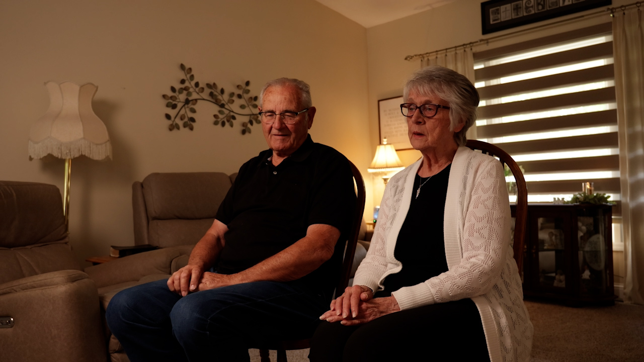 A couple sharing their memories during a legacy interview
