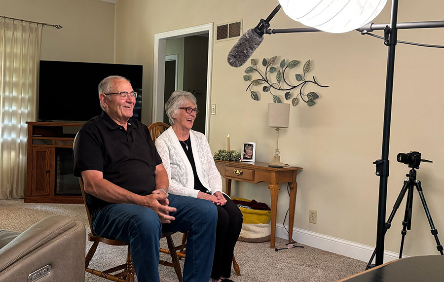 A professional legacy interview being recorded
