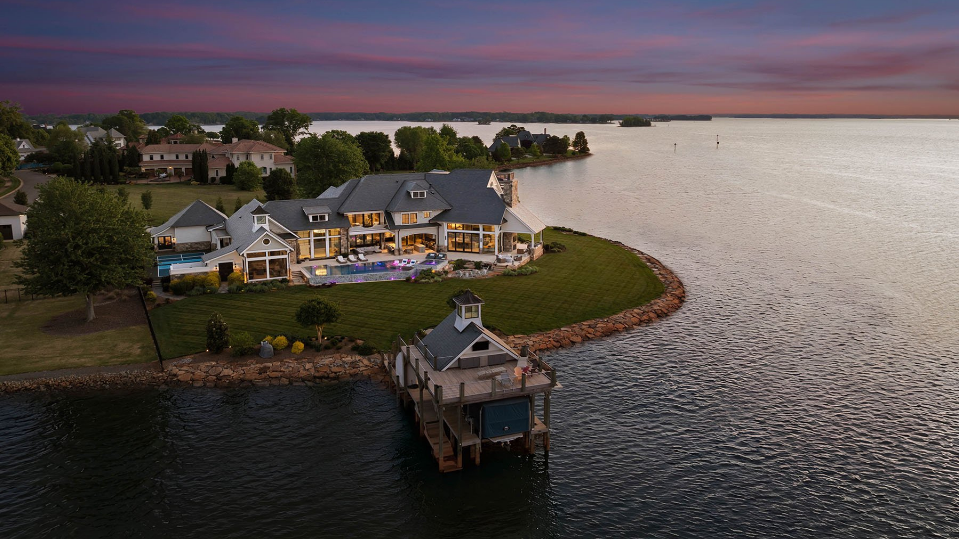 Private Lake Norman dock and shoreline viewed during waterfront home due diligence. Private Lake Norman dock and shoreline viewed during waterfront home due diligence.