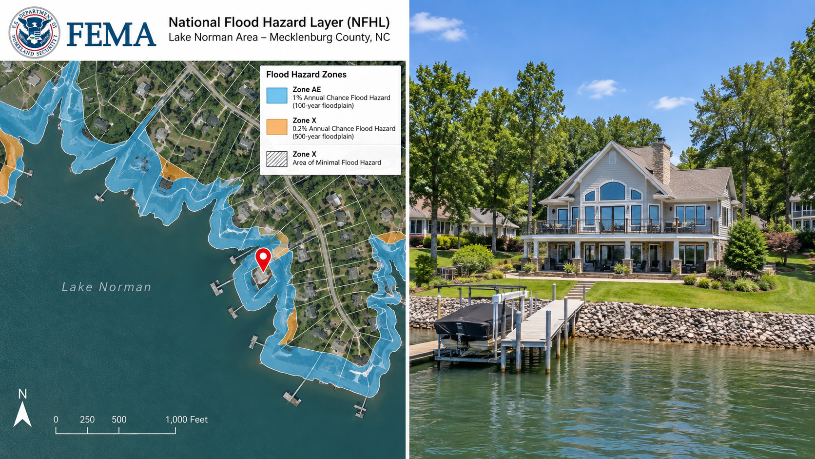 Flood zone map used when evaluating a Lake Norman waterfront home. Flood zone map used when evaluating a Lake Norman waterfront home.