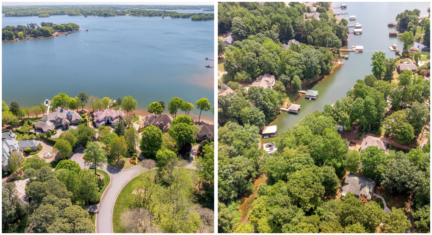 Main-channel and cove waterfront settings on Lake Norman.