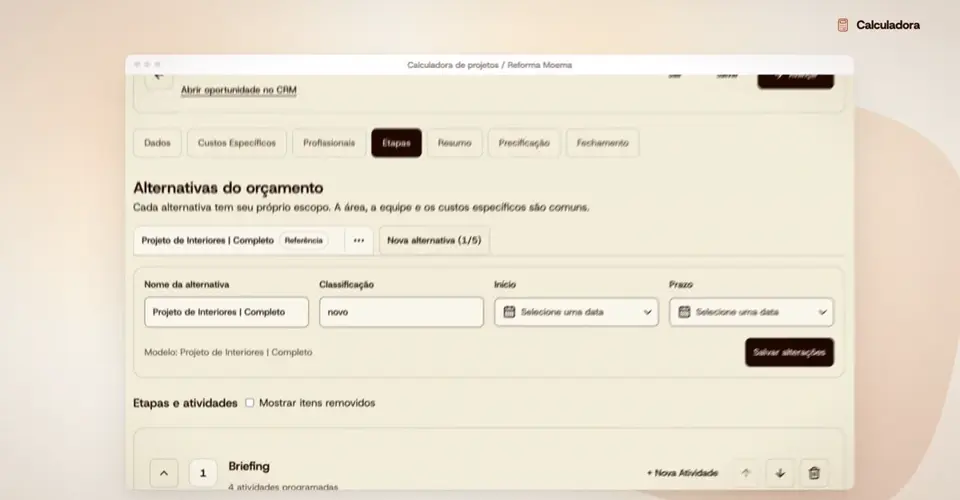 Etapas e atividades do orçamento