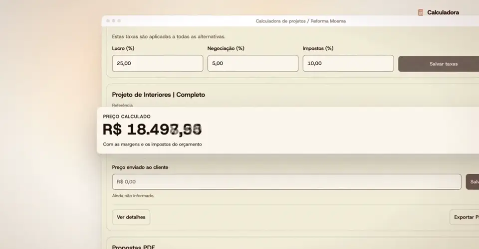 Precificação com o preço calculado