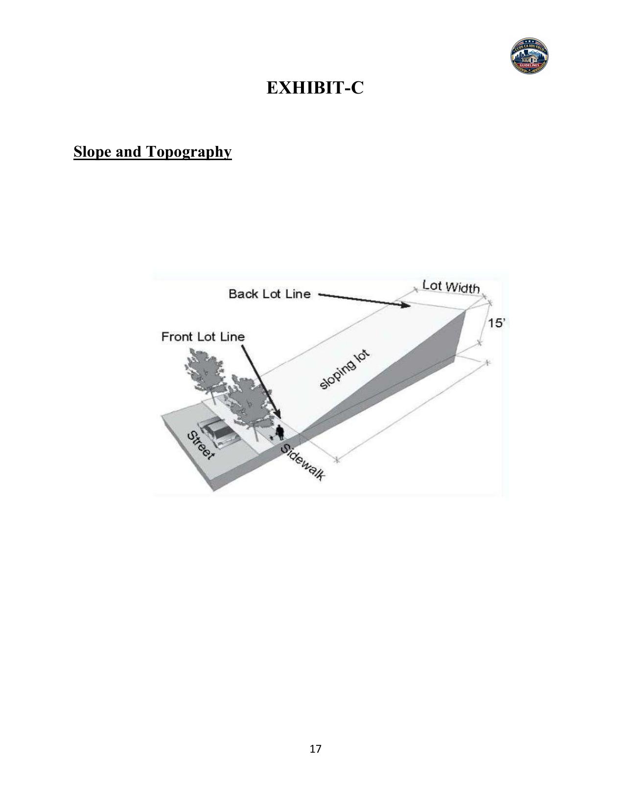 Diagram illustrating sloped lot topography and its impact on ADU foundation and grading costs